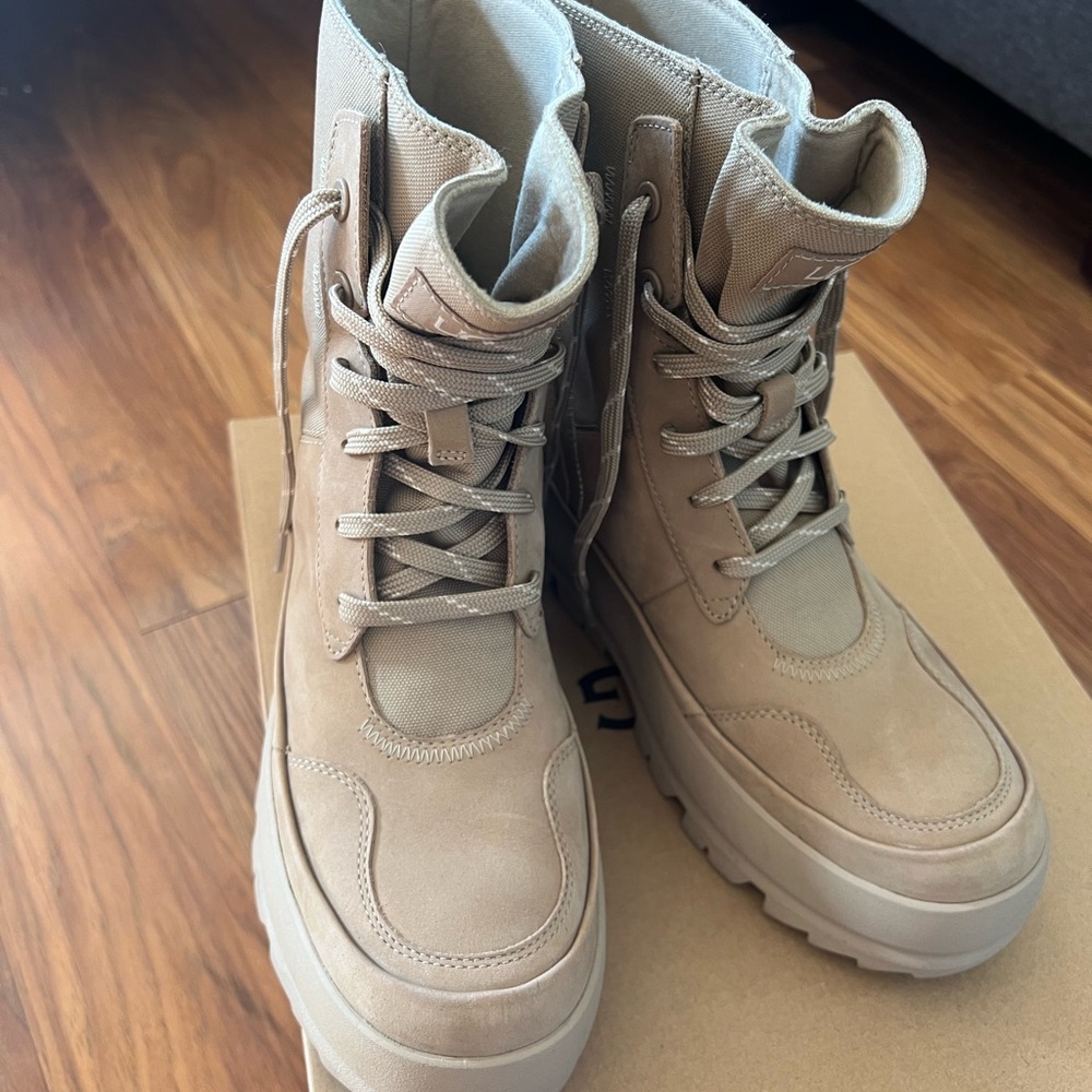 Tan Lace-Up Combat Boots